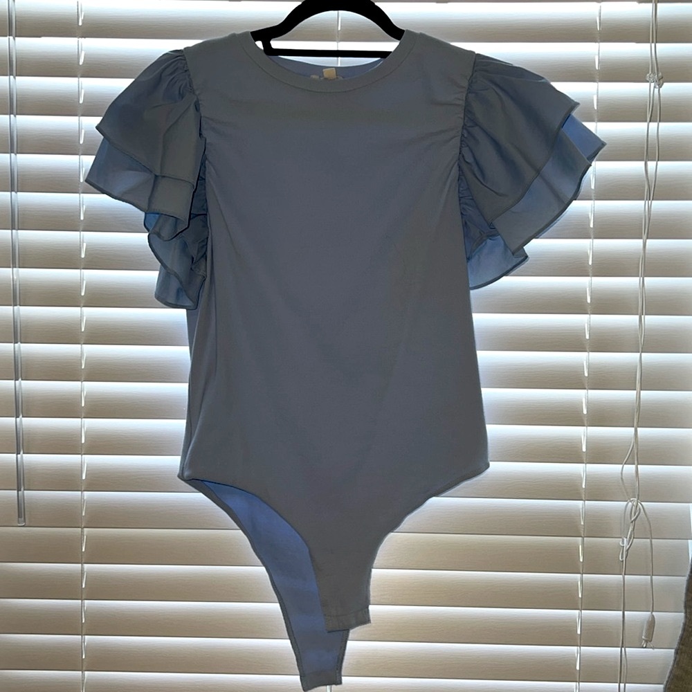 Baby blue ruffle bodysuit